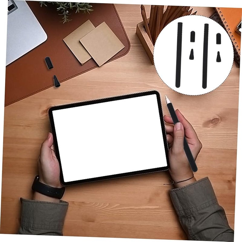2 Sets Black Silicone Pencil Sleeve Cover Shockproof Lightweight Stylus Protective Cover - Image 4
